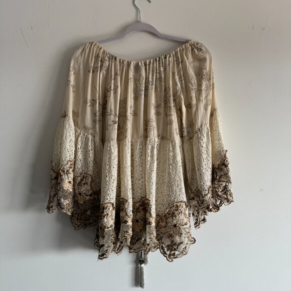 Nikki Danielle Boho Embordered Top Beige, Size Fits All - Picture 8 of 17